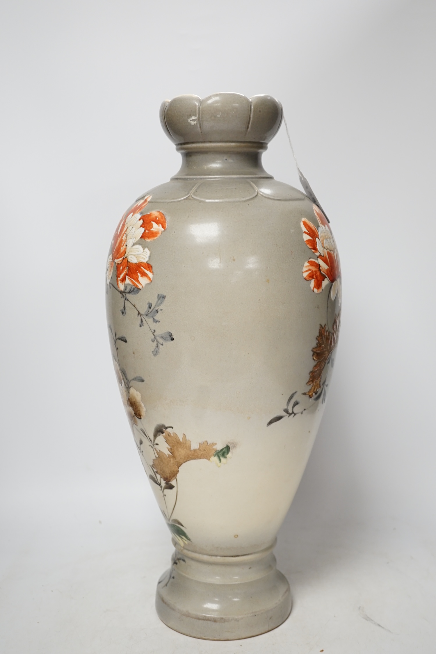 A large Japanese earthenware ovoid vase, 46cm. Condition - good
